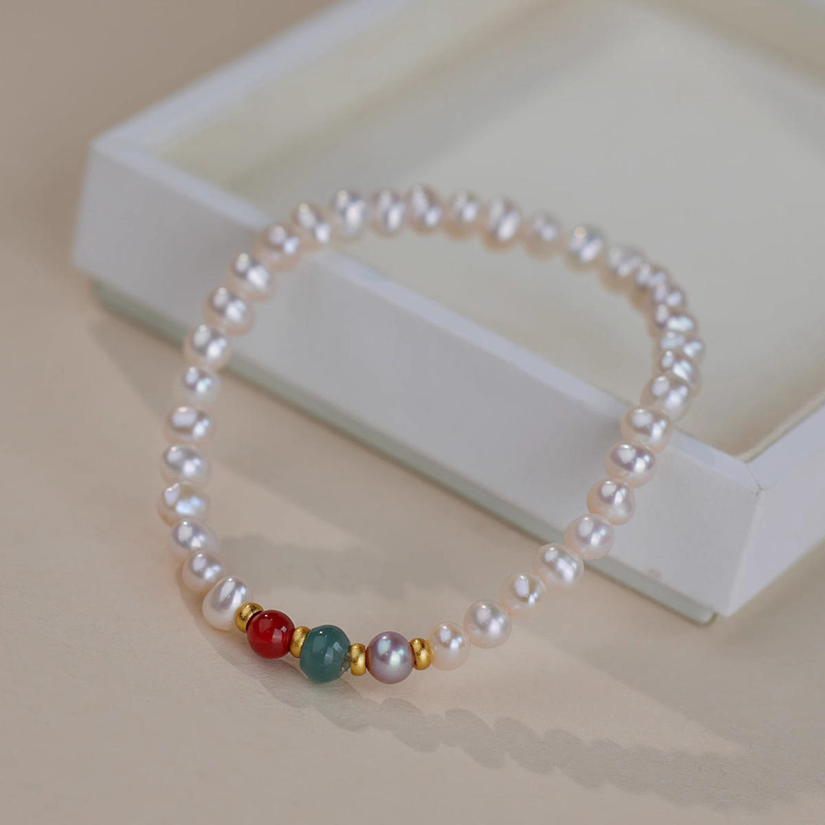 淡水珍珠天然石玛瑙新中式轻奢气质百搭轻奢复古文艺手链女批发