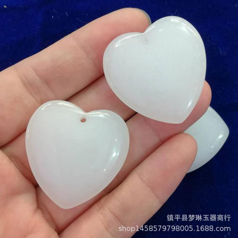 天然新疆白玉心形吊坠 金丝玉爱心玉坠鸡心桃心 坠子挂件挂饰饰品