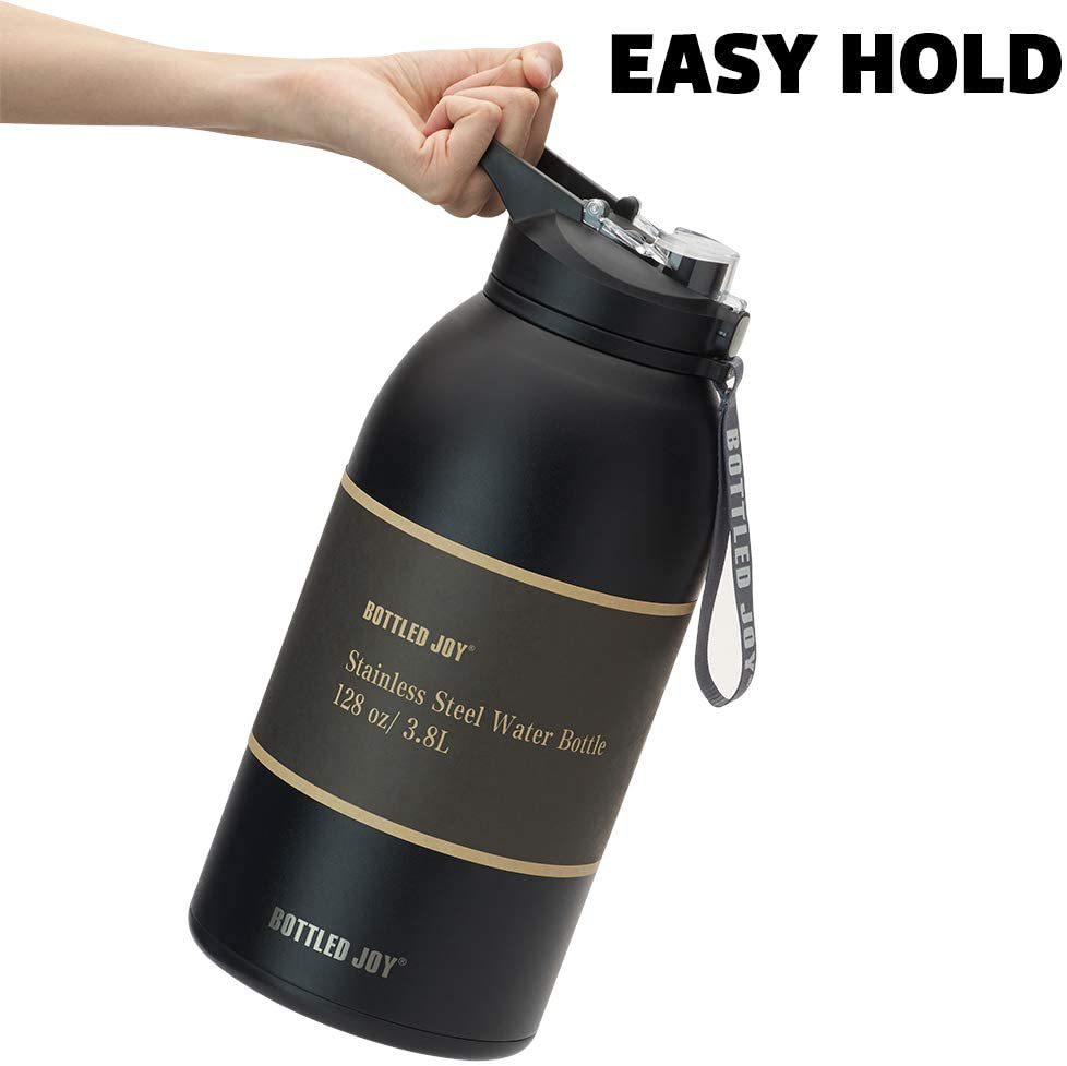 bottled joy新品 2.5l/1加仑不锈钢双层保温杯带提手吨吨杯带吸管
