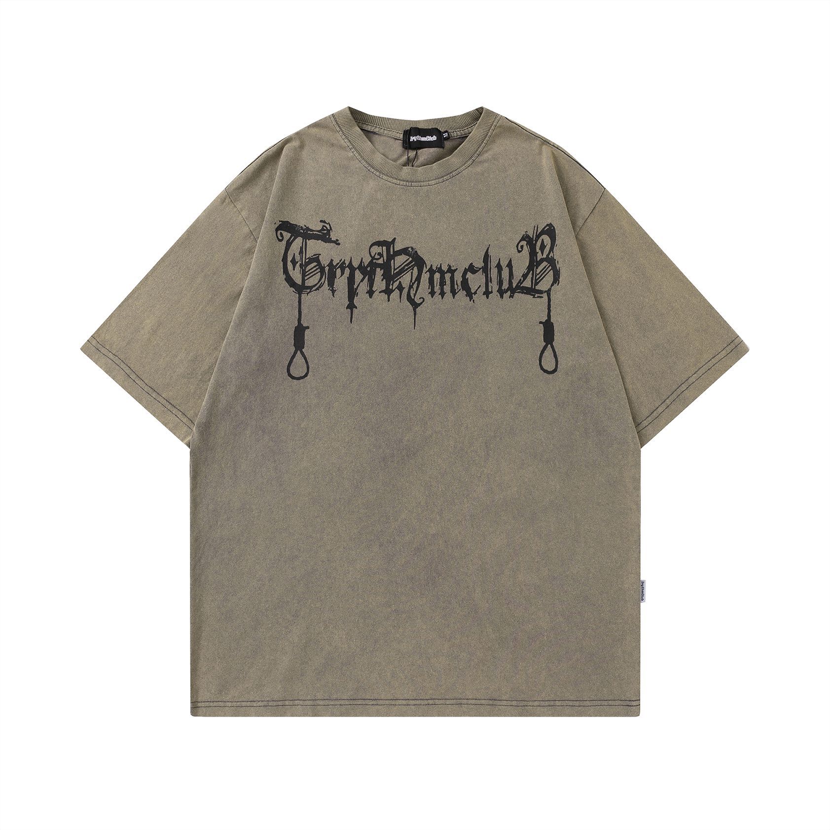 曼坤13206-2022ss-美式街头复古高街潮牌十字架-设计主题短袖t恤