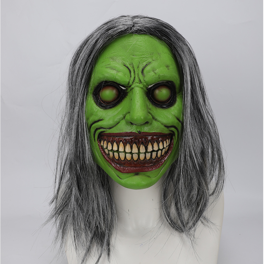 跨境微笑白脸眼恶魔面具骷髅 独立站万圣杰恐怖cosplay驱魔人面具