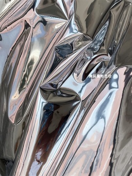 双面银色镜面tpu反光膜面料 超亮防水创意软镜子拍照服装设计布料