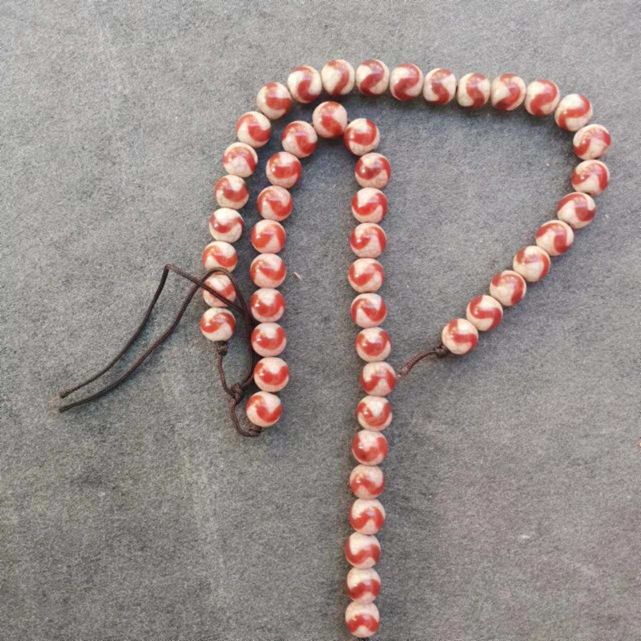 直播热爆红粉龙鳞凤血虎牙天珠血丝龙鳞纹散珠长条25颗手项链耳饰