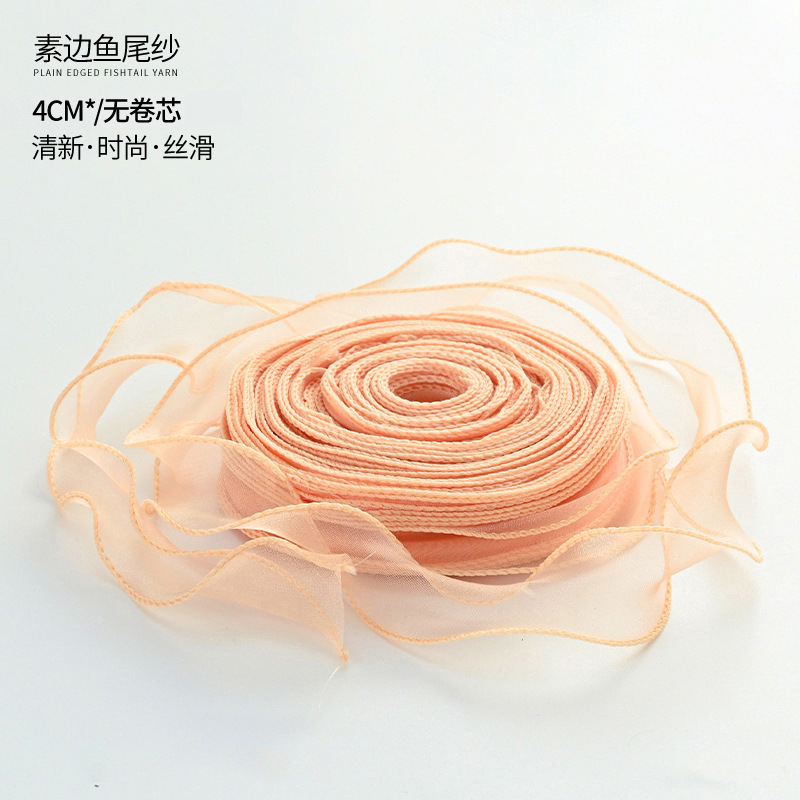 Wholesale Flower Shop Floral Flower Bouquet Packaging Material Cake Tie 4cm Fishtail Yarn Wave Yarn Ribbon Yarn Strip