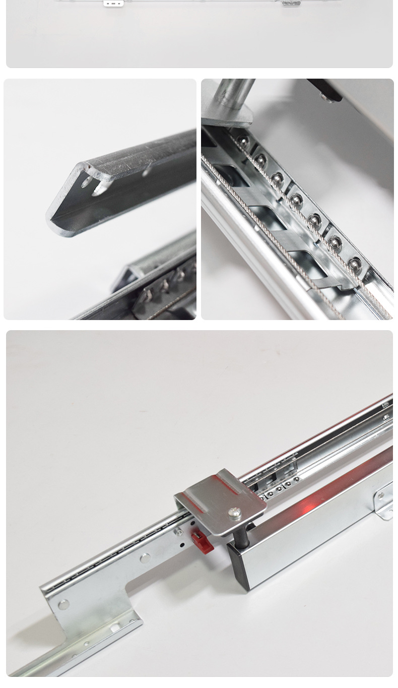 岩板餐台伸缩推拉五金延伸桌面连体导轨自动升降折叠餐桌重型滑轨