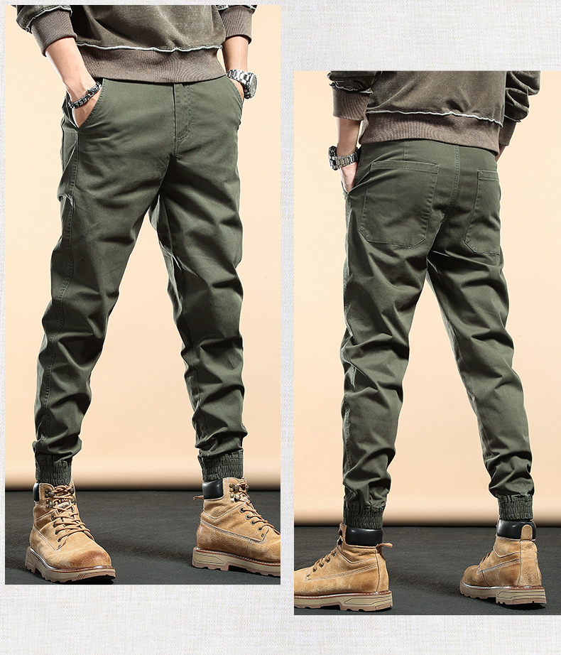 潮牌宽松工装裤子男春秋款青年简约百搭束脚长裤男士休闲锥形裤男