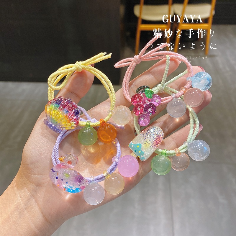 cute colorful shell hair band korean style ins simple tie-up hair head rope female online influencer girl mori rubber band hair rope