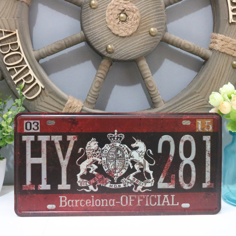 Vintage Ornament Iron Skin Painting License Plate Industrial Style Creative Wall Hanging Bar Restaurant Milk Tea Shop Wall Decoration