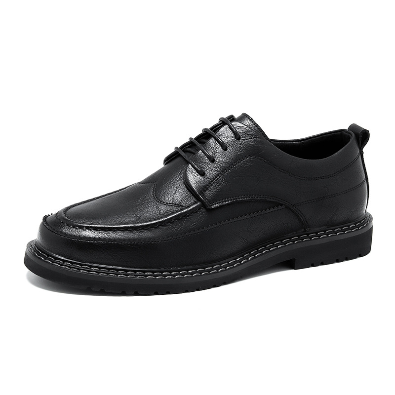 New Business Casual Formal Leather Shoes Men's First Layer Cowhide Comfortable Black Single Shoes Wedding Men's Bridegroom Small Leather Shoes
