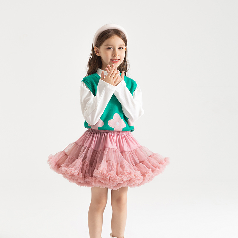 半身裙女童秋冬网纱蓬蓬裙舞蹈tutu裙公主短裙蛋糕裙撑聆风服饰