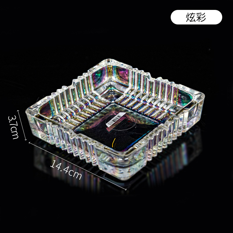 Wholesale Home Crystal Glass Ashtray Small Exquisite Square Ashtrays Light Luxury Living Room Creative Hotel Ashtray