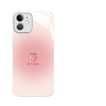 新晕染水果苹果15手机壳金属漆液态玻璃iPhone13pro保护套xsmax小
