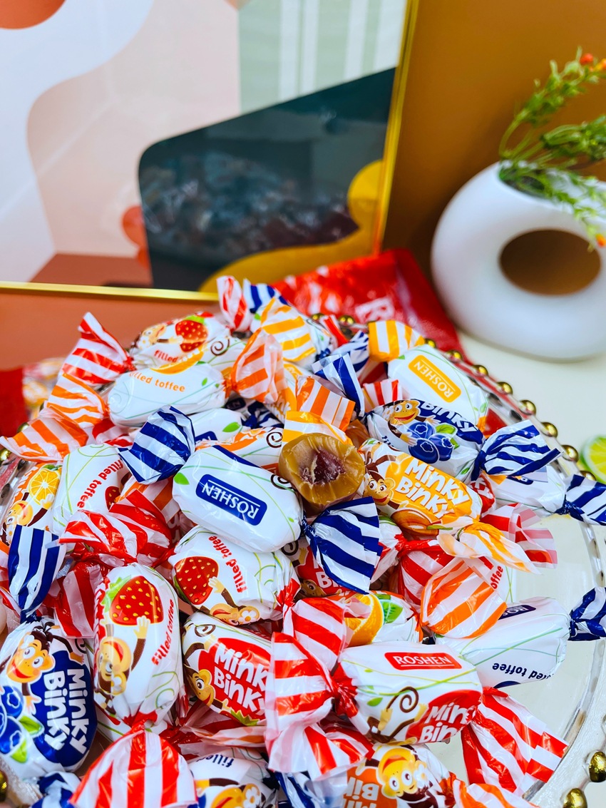 俄罗斯糖果进口roshen/如胜多口味果汁夹心软糖小猴子糖1公斤
