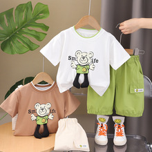 2024夏季新款男童潮范棉质短袖T恤儿童韩版中小童 上衣半袖两件套