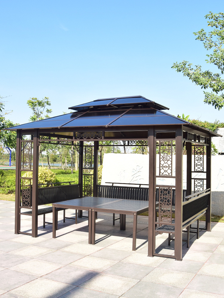 户外凉亭别墅庭院铝合金花园遮阳棚室外新中式楼顶休闲农家乐亭子