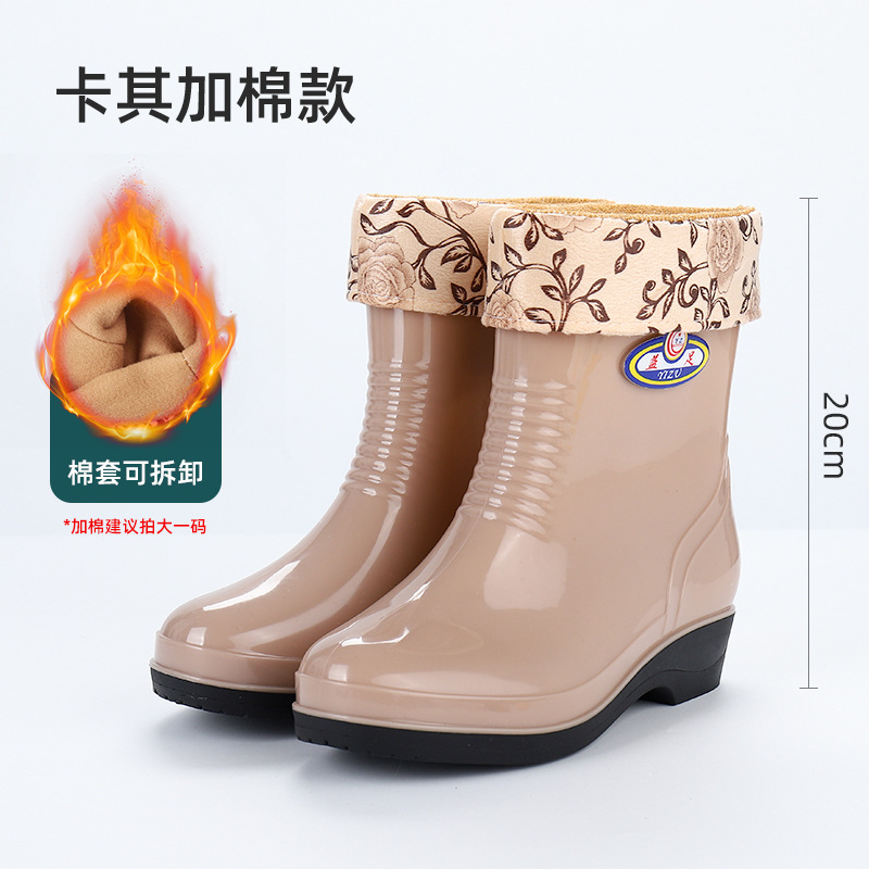 2023 New Adult Women's Kitchen Work Anti-Slip Rain Boots Women's Mid-Calf Outer Wear Flat Fashion Rain Boots