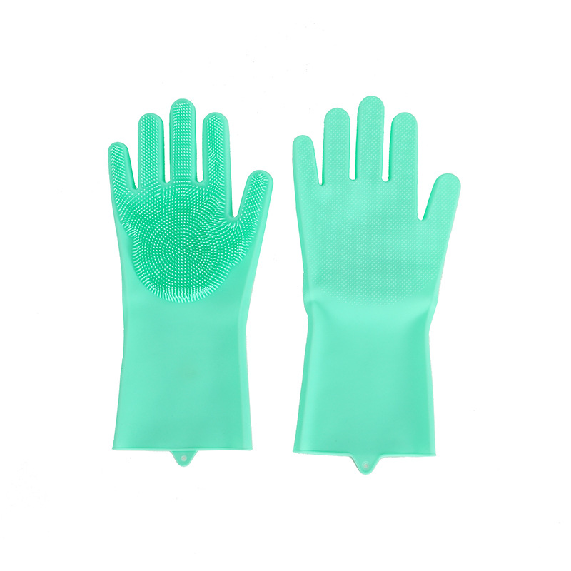 Silicone Dishwashing Gloves Wholesale Kitchen Household Cleaning Wear-Resistant Multi-Functional Heat Insulation Pet Bath Household Gloves