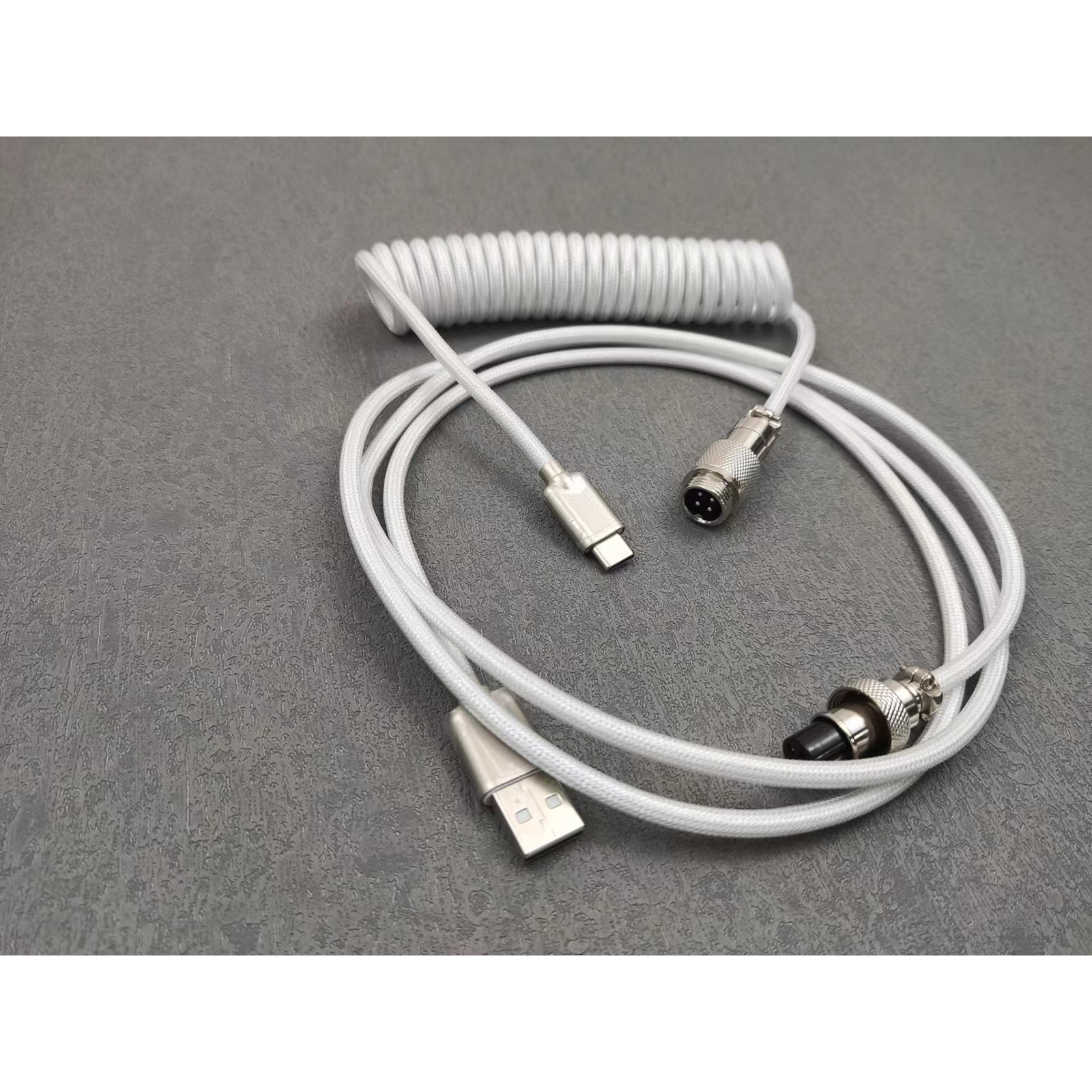 四芯螺旋航空插头航插线type-c线编织线所弹簧线客制化机械键盘