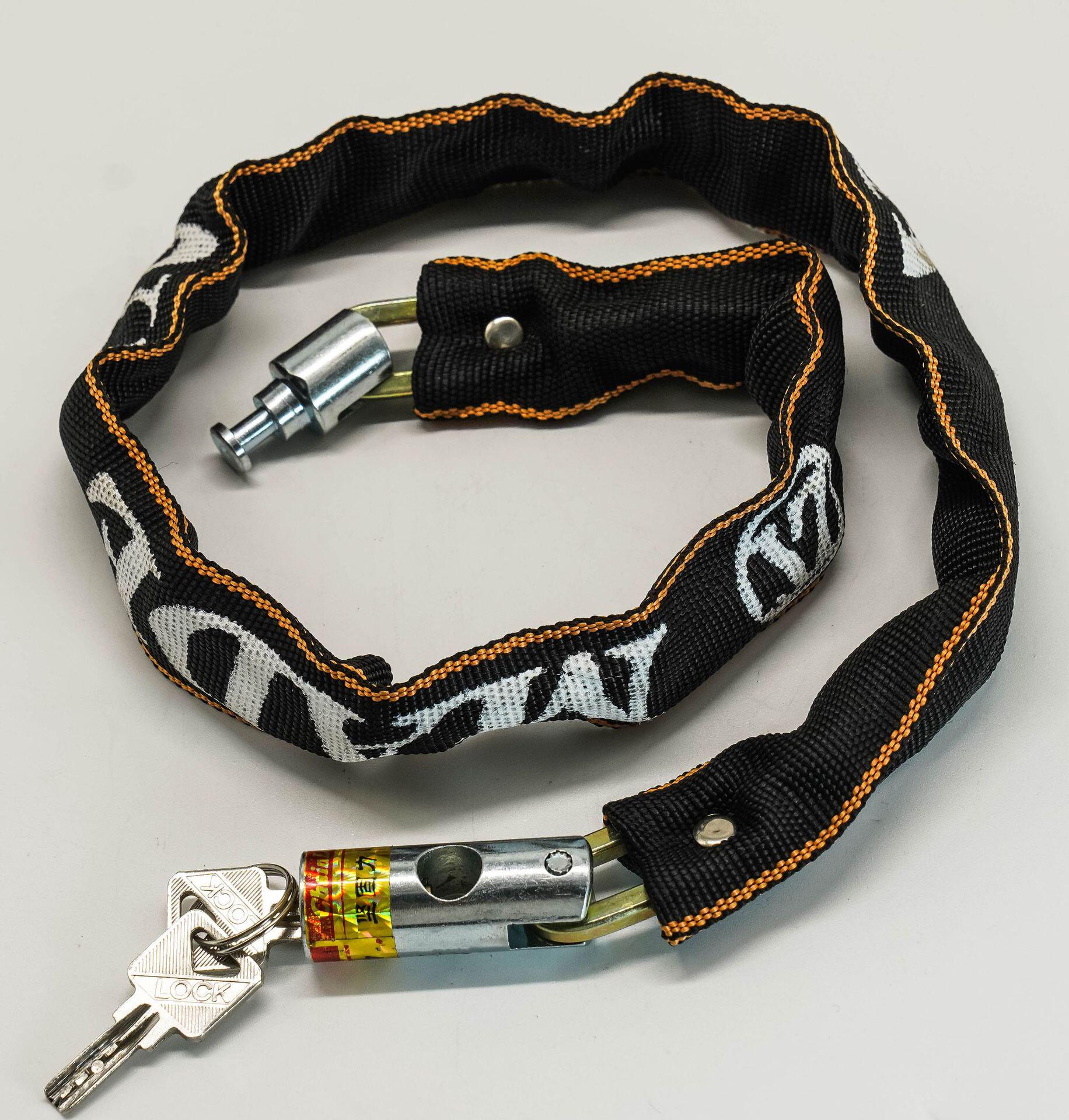 包布单车链条锁自行车防盗锁布链锁铜芯防盗圆头链锁批发链条锁