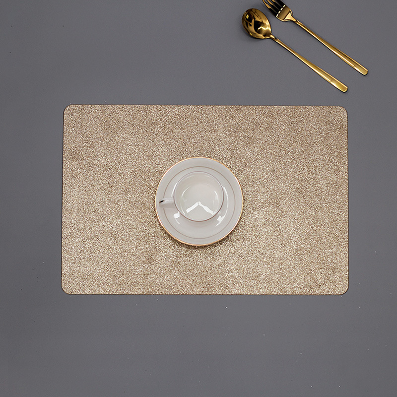 european entry lux leather sequins rectangle placemat home decoration pvc water-proof， oil-proof and non-slip heat proof mat table mat