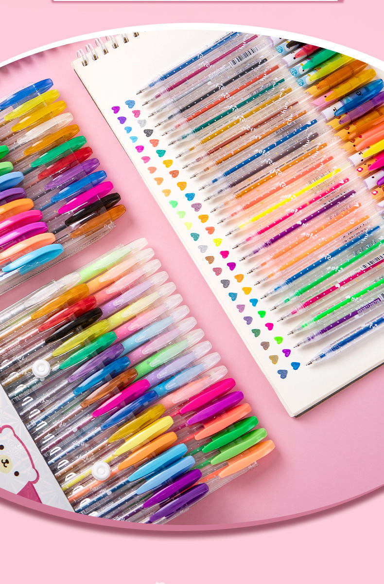 闪光笔12色48套装24荧光粉彩36金属色儿童啫喱珠光彩色中性笔