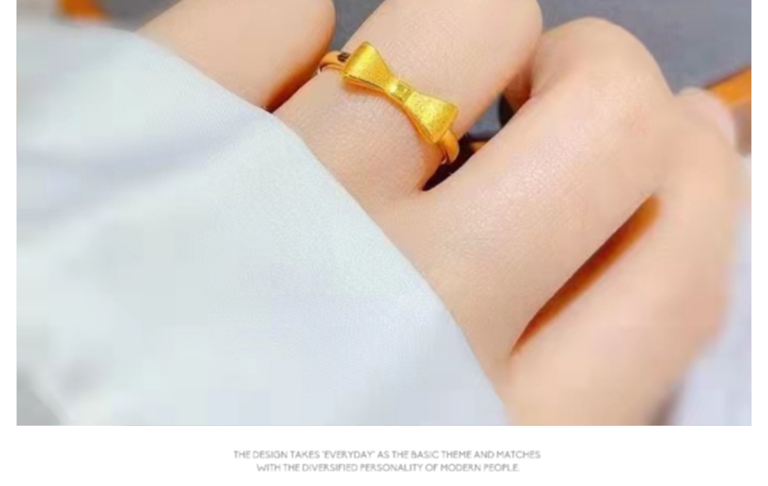 黄金蝴蝶结戒指 足金999女款5g黄金活口素圈戒指时尚百搭黄金戒指