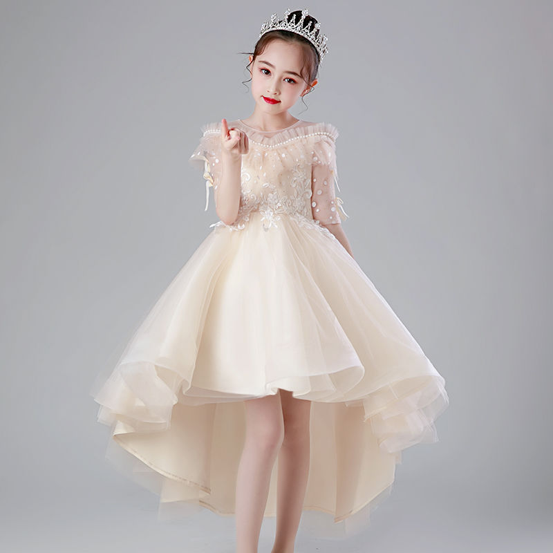 女童礼服主持人花童婚礼公主裙高端小女孩生日儿童走秀钢琴演出服
