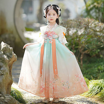 女童汉服夏款新款儿童裙子中国风古装超仙夏季女孩古风短袖连衣裙