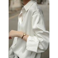 垂感白色衬衫女设计感小众上衣感抗皱醋酸缎面真丝质感衬衣秋