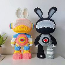 2023年新款Momo兔积木男孩拼装玩具灯光版小颗粒女孩系列立体拼图