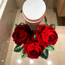 新款家用地毯批发 小三朵玫瑰花地毯室内地毯花卉客厅马桶地垫