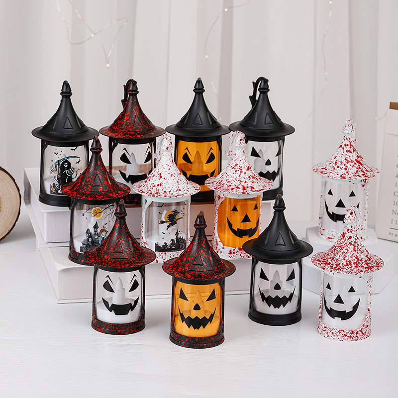 Cross-Border Hot Sale Halloween Magic Hat Storm Lantern Witch Death Customizable Pattern Color Decorative Light Kt-C