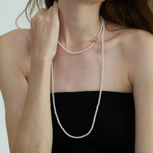 简约气质长款珍珠项链珍轻奢高级感叠戴式锁骨链多层颈链女毛衣链