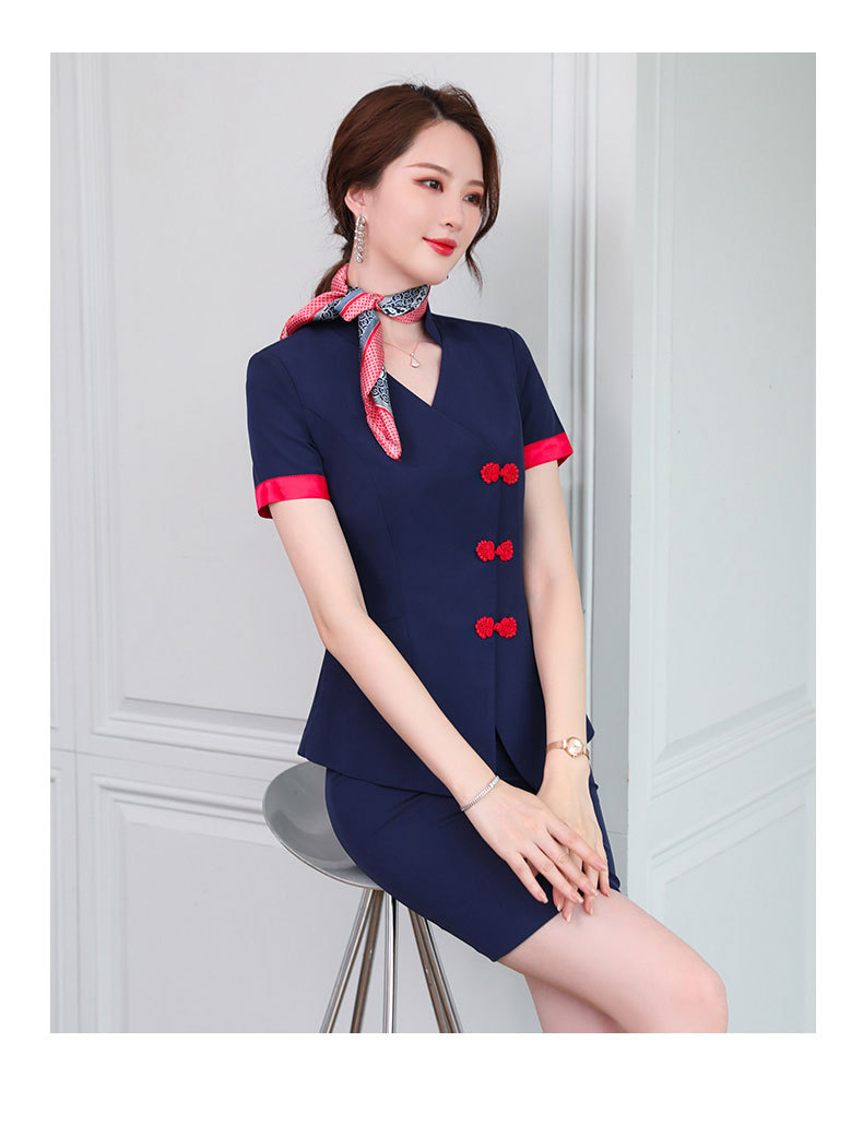 空姐职业套装气质女神范珠宝店酒店前台迎宾接待中国风工作服工装