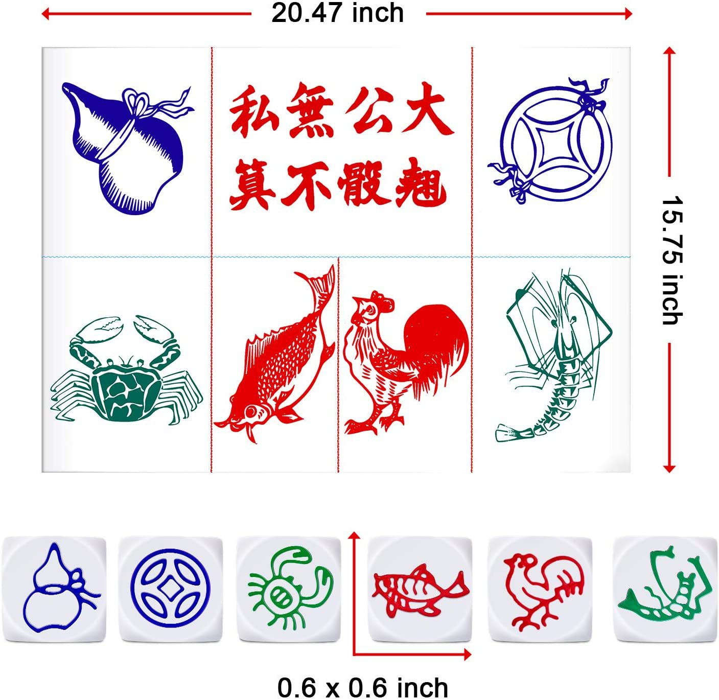 金钱葫芦虾 鱼虾蟹骰子 娱乐休闲用品一张图纸三个骰子