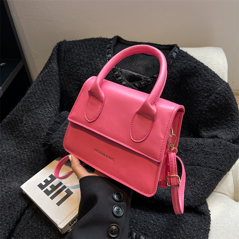 Ins Small Bag Women's Bag 2022 Autumn and Winter New Korean Style Solid Color Portable Small Square Bag Western Style Shoulder Messenger Bag Bag Bag
