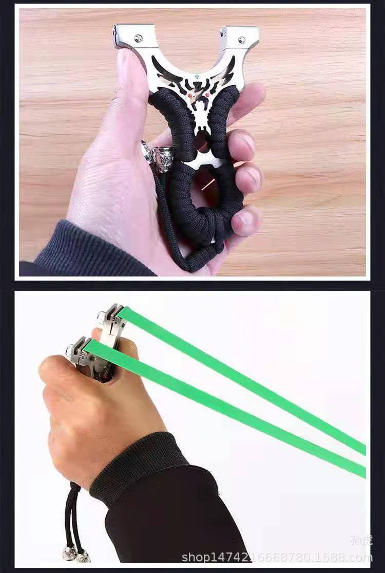 弹弓新款加厚304金刚狼移动多瞄点免绑快压弹弓不锈钢弹弓扁皮筋