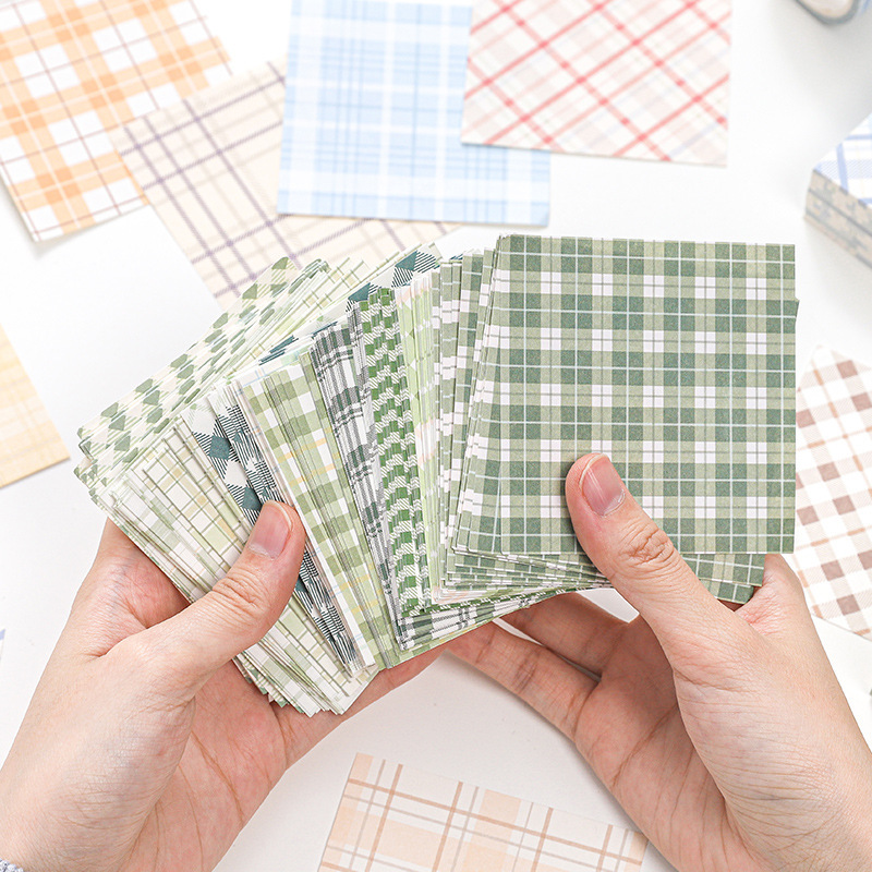 格子便签纸迹纹小世界清新日系手帐基础素材打底亚马逊厂家直销