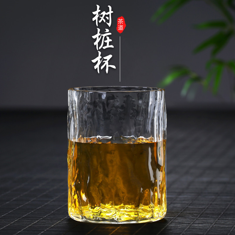 Factory Wholesale Borosilicate Glass Single-Wall Cup Household Transparent Glass Whiskey Liquor Glass Bark Pattern Cool Drinks Cup