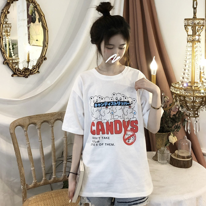 短袖女ins潮网红怪味宽松2023夏季t恤女上衣酷酷的女装帅气街拍款