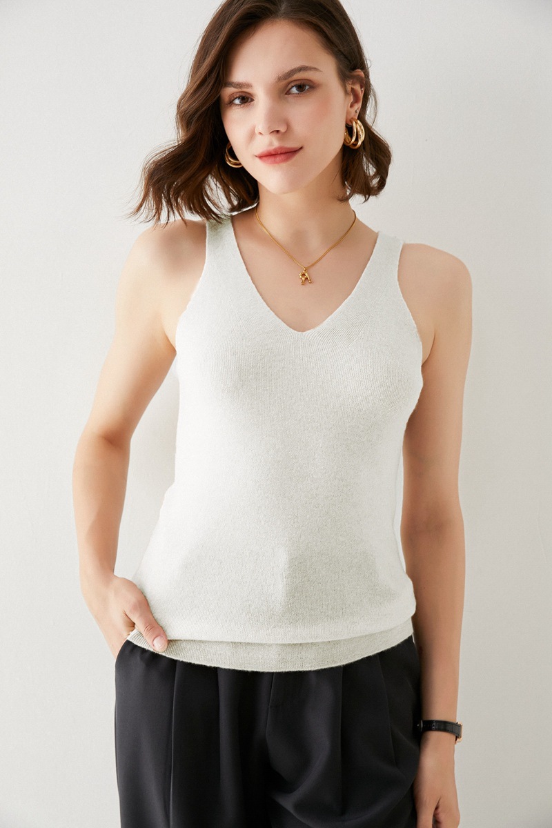 秋冬新款羊绒衫女v领套头纯色百搭背心无袖短款针织羊毛衫吊带