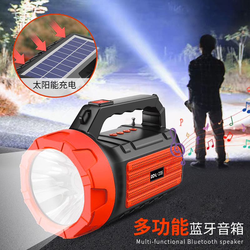 Outdoor Portable Audio Bluetooth LED Light Portable Wireless Card Solar Creative Flashlight Speaker Wholesale
