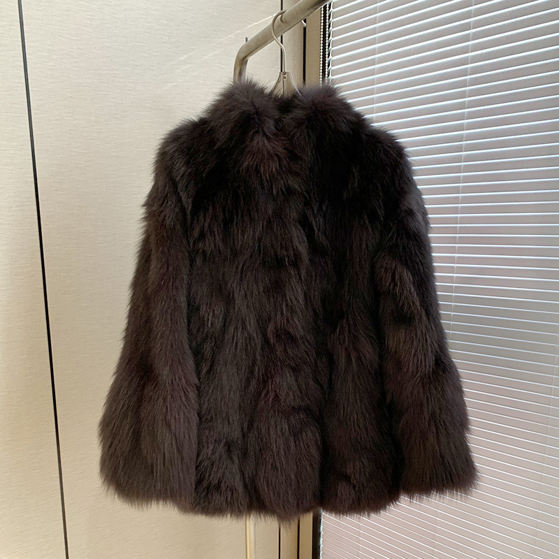 2024秋冬新款小金扣进口狐狸毛冬季中长款毛毛皮草大衣外套女加厚