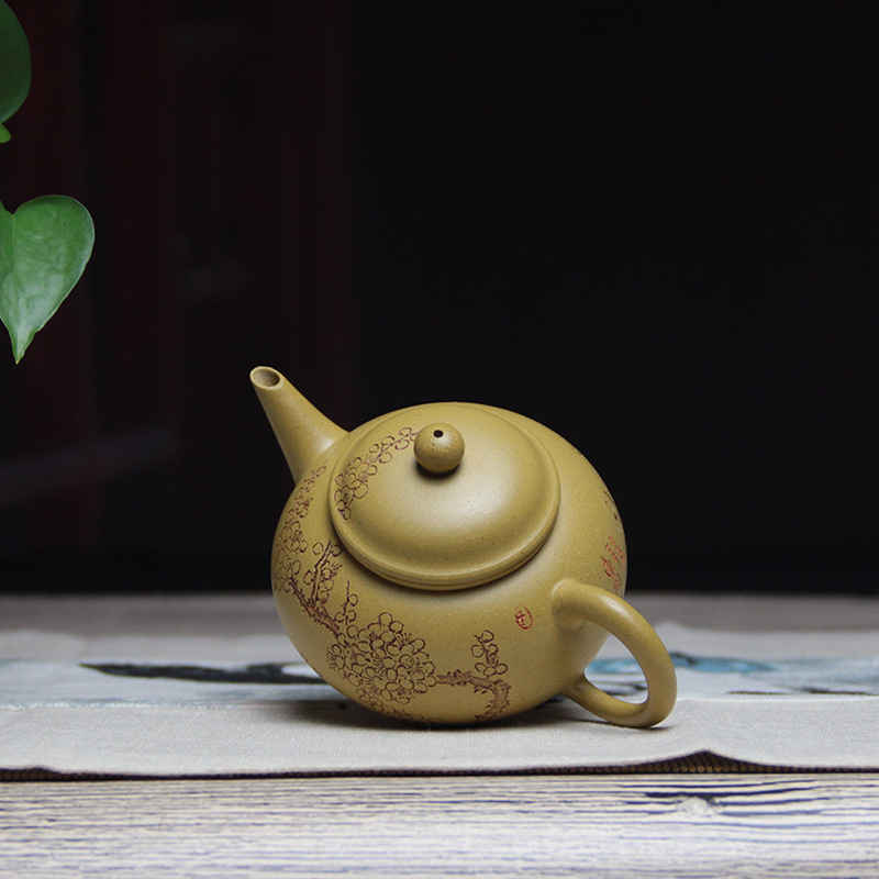 宜兴迷你水平紫砂壶纯手工名家黄段泥家用小茶壶一人用泡茶 150ml