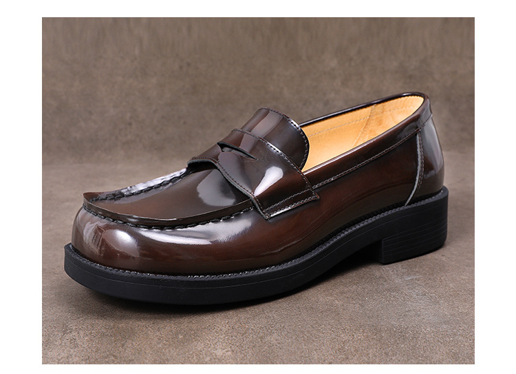 4900jk制服鞋日系小皮鞋女大头2021新爆款单鞋真皮方头厚底乐福鞋