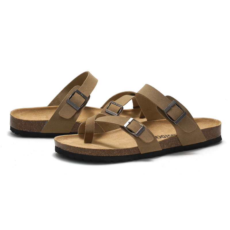 Ruizhi 2023 Autumn Summer New Women's Cork Slippers Trendy Men's Sandals Couple Beach Shoes Water Pine Outdoor Wear