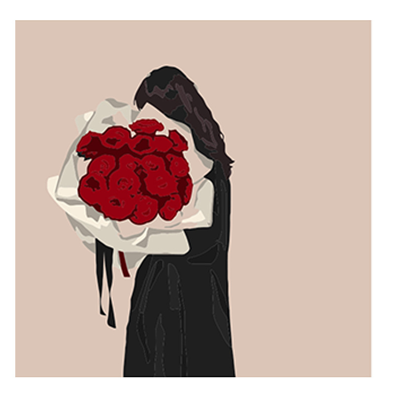 儿童数字油画diy批发手绘填色装饰卡通人物情侣数码油彩20*20跨境