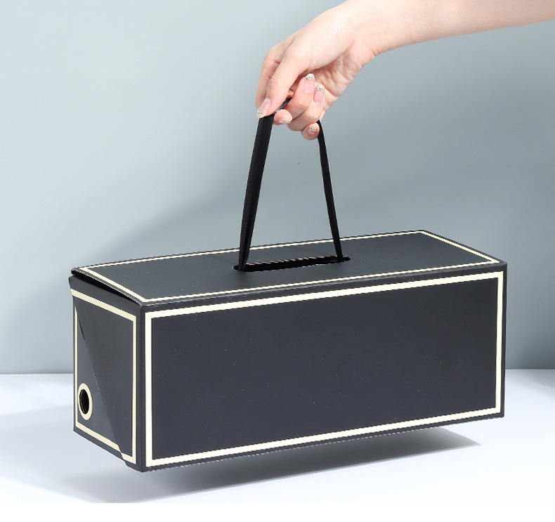 定制双面手提鞋盒折叠盒通用丝带手提翻盖书型纸盒彩色汉服纸盒