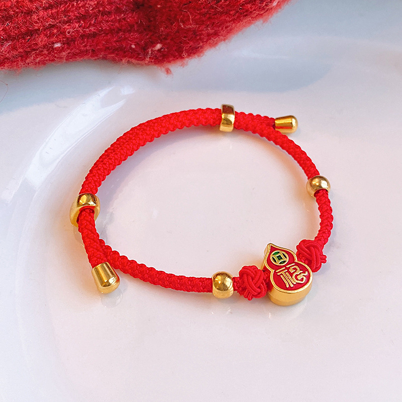 Year of Birth Red Rope Fu Character Dragon-Shaped Bracelet Niche Creative Design Sense Bracelet Fashion Light Luxury High-Grade Sense Bracelet for Women