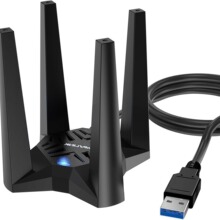 WAVLINK AX1800双频带4x3dBi高增益天线磁性底座USB WiFi 6适配器